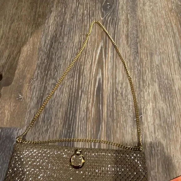 964) Vintage Metal Taupe Purse EUC Chain Straps - Picture 4 of 7